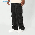 High Quality Fashion Custom Boot Cut Plus Size Multy Pocket Washed Straight Leg Cargo Pants Mens Denim Baggy Stack Jeans