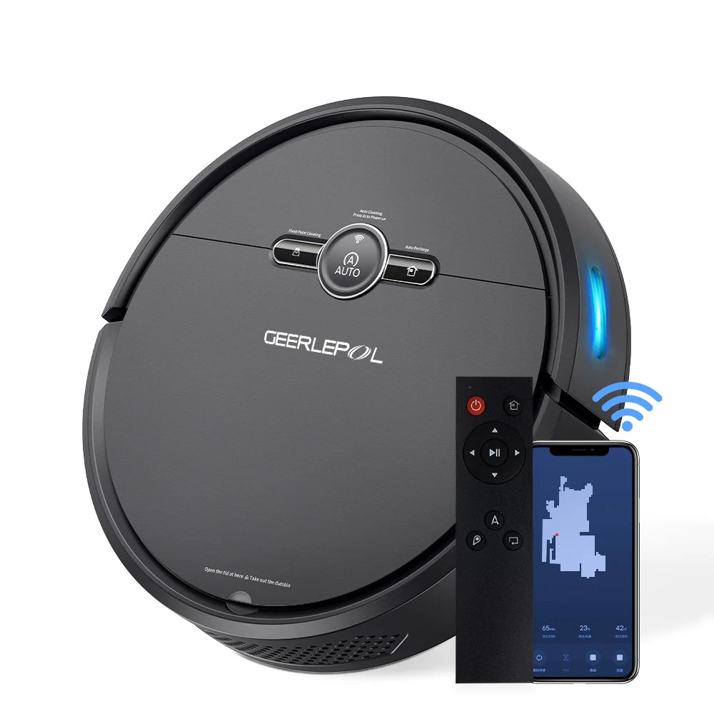 Geerlepol Wet & Dry Auto Sweeping Mopping Robot with Strong Suction HEPA Filter Brushless Motor-Intelligent Home Cleaning System