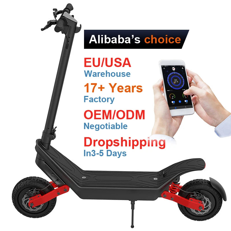EU Warehouse X10 Model 1000W Dual Motor Long Range Lithium Battery Foldable Off-Road Electric Scooter With Suspensions for Adult