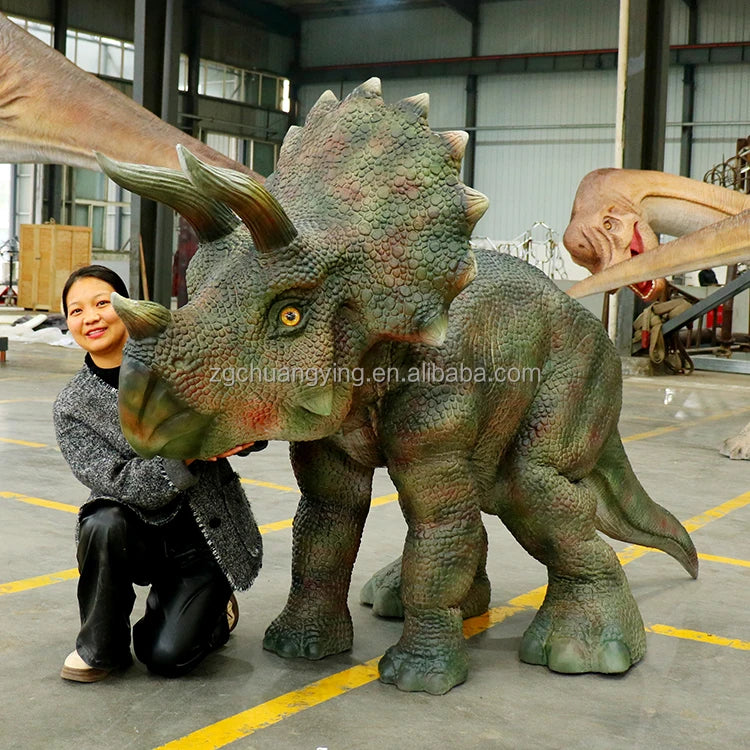 Factory Supply Waterproof Full-body OEM Animatronic Dinosaur Costume Lifelike Baby Triceratops Suit for Events