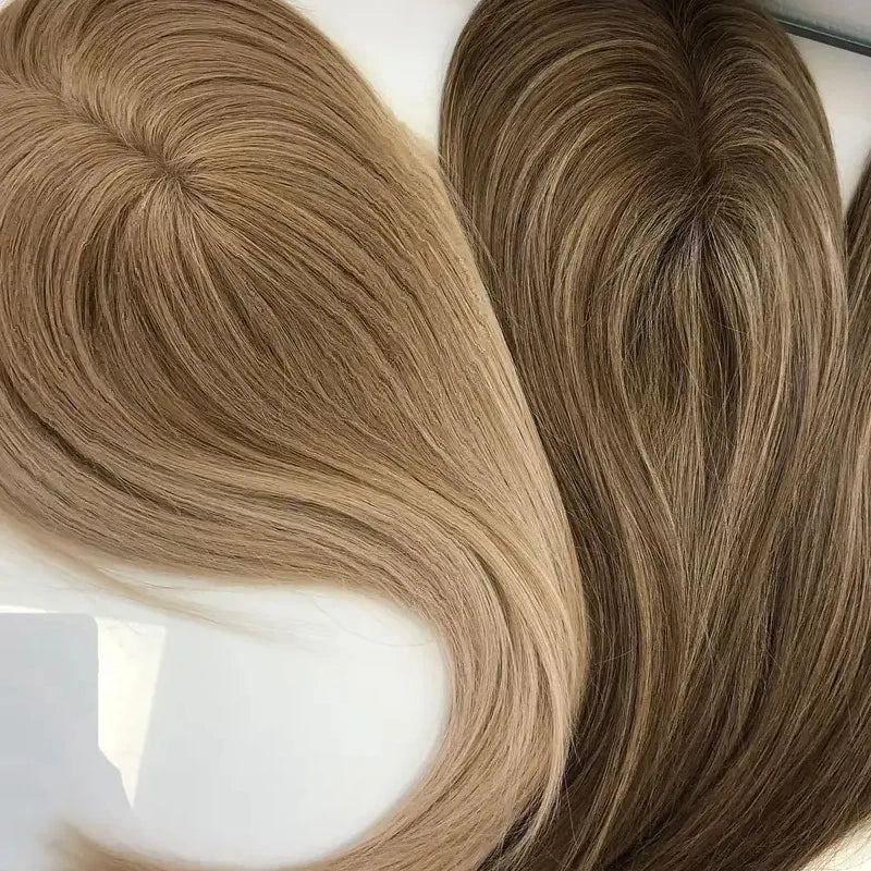 Silk Base Hair Topper 100% European Virgin Hair Piece for Woman Ombre Blonde Jewish Clip Hair Topper
