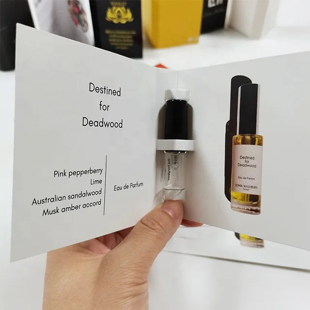 Cheap Printed Decorative 1ml 2ml Perfume Tester Bottle Card Bottles Perfume Gift Cards
