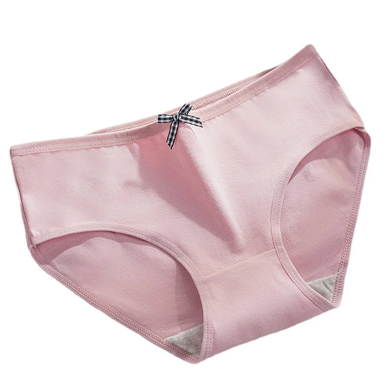 Woman Seamless Bow Underwear One Piece Mid Waist Women Panties Hipster Underpants Lace Briefs Pack Womens Underwear