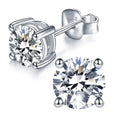 BSME26 RINNTIN Moissanite Stud Earrings S925 Silver Diamond Earrings D Color VVS Clarity Round Cut Moissanite Stud Earrings