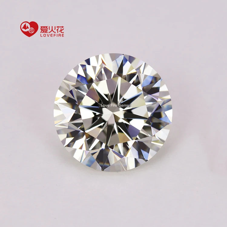 Wuzhou Ready Stock Artificial Gemstone Wholesale 5A 8 Hearts & 8 Arrows Round Excellent Faced Cut G White Color Cubic Zirconia