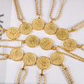 2023 Ins Rope Chain Necklace Stainless Steel Round Pendant Necklace 12 Star Sign Necklace