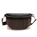 Unisex Waist Bag Wide Shoulder Strap Tassels PU Leather Crossbody Chest Bag for Outdoor Activities-for Bicycle Hiking Candy