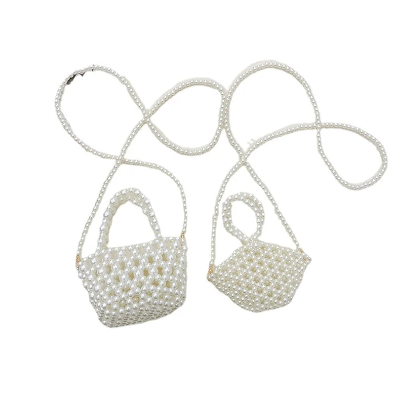 2022 Kids Handmade Pearl Bag Kids Country Style Clutch Handbags Spring and Summer One Shoulder Messenger Bags