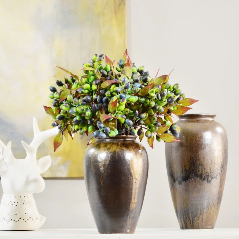 Qq342 Wholesale Artificial Wild Berry Branch Real Touch Green Flower Branch Wedding Decoration Flower Home Wedding Decor