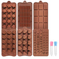 6 Pack Alphabet Chocolate Molds Silicone Letter & Number Moldes with Happy Birthday for Cake Decorations