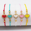 Adjustable Bohemian Style Multi-Color Heart Beaded Bracelet Handmade Fashion Blue Heart Bracelet Unique Bracelets for Women
