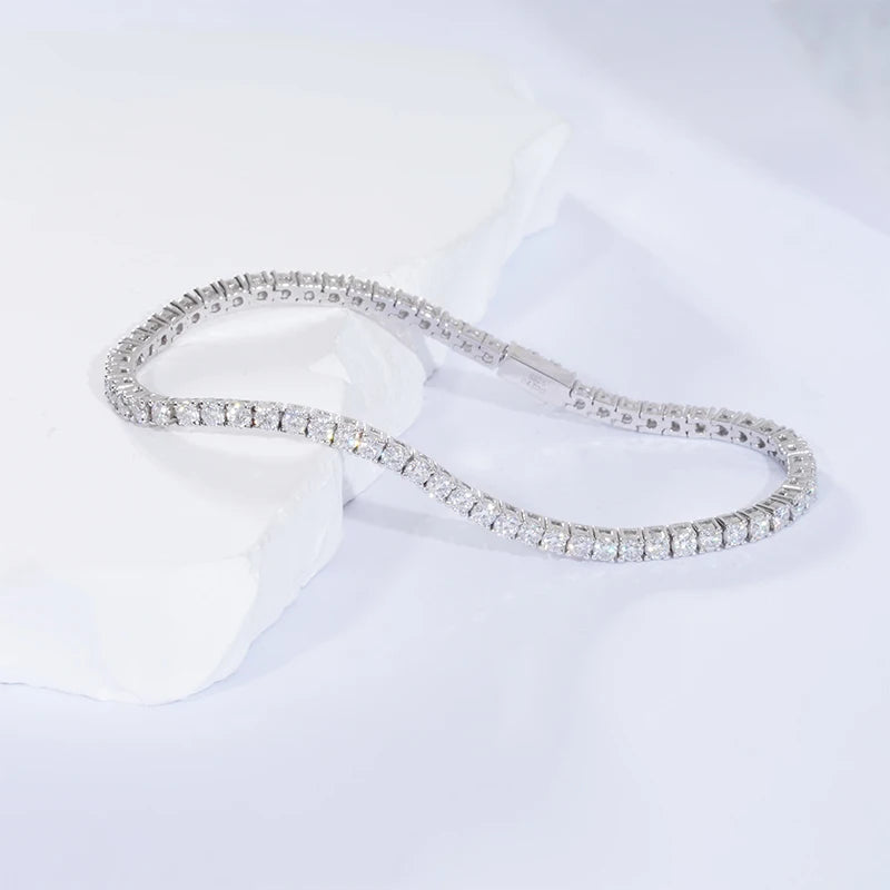 Moissanite White Gold Color  Vvs Moissanite Bracelet Moissanite Tennis Chain 925 Sterling Silver Bracelet