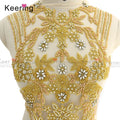 OEM Design Fashion Gold Color Beautiful Design Prom Beaded Bodice Applique WDP-219