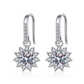 Trendy Design Tiny Zircon D Color Sparkling Moissanite Earrings Sunflower 925 Sterling Silver Hoop Earrings for Women