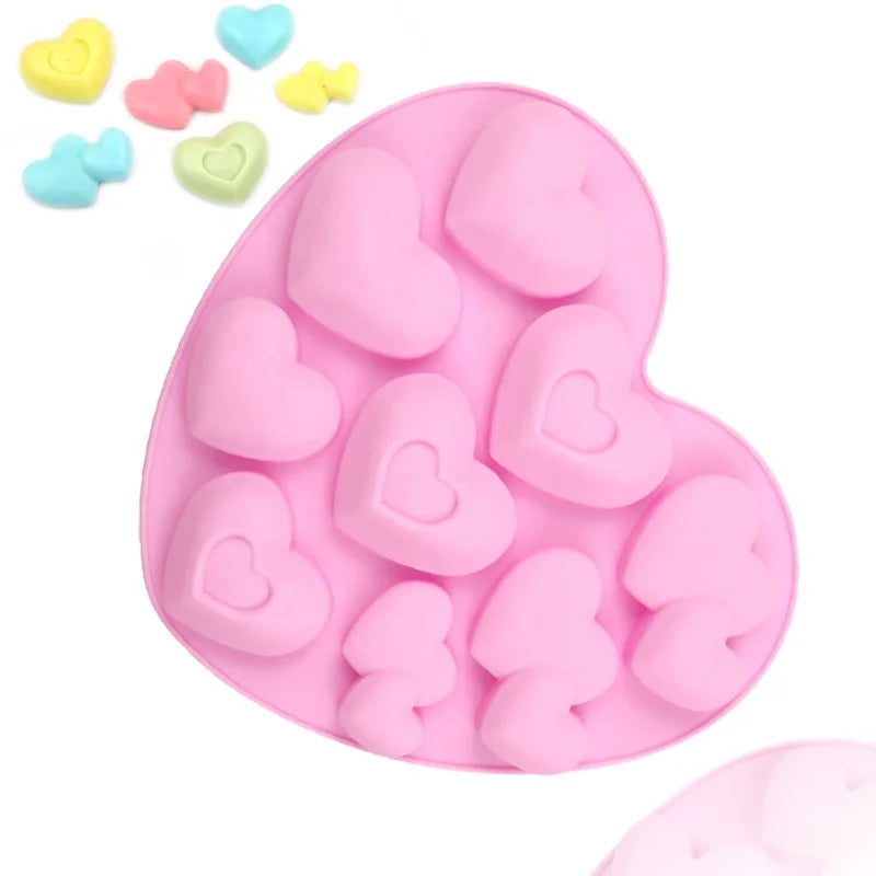 1033 Factory Stock Silicone Soap Mold Cake Mold Silicone Cake Mold Hand Made Soap Candle Mould 9 Hole 3 Kinds Different Heart