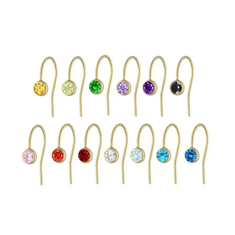 GP Wholesale 14k Gold Filled 3A CZ Bezel Earring Wire Zirconia Hooks for Permanent Jewelry Zircon Earrings Making