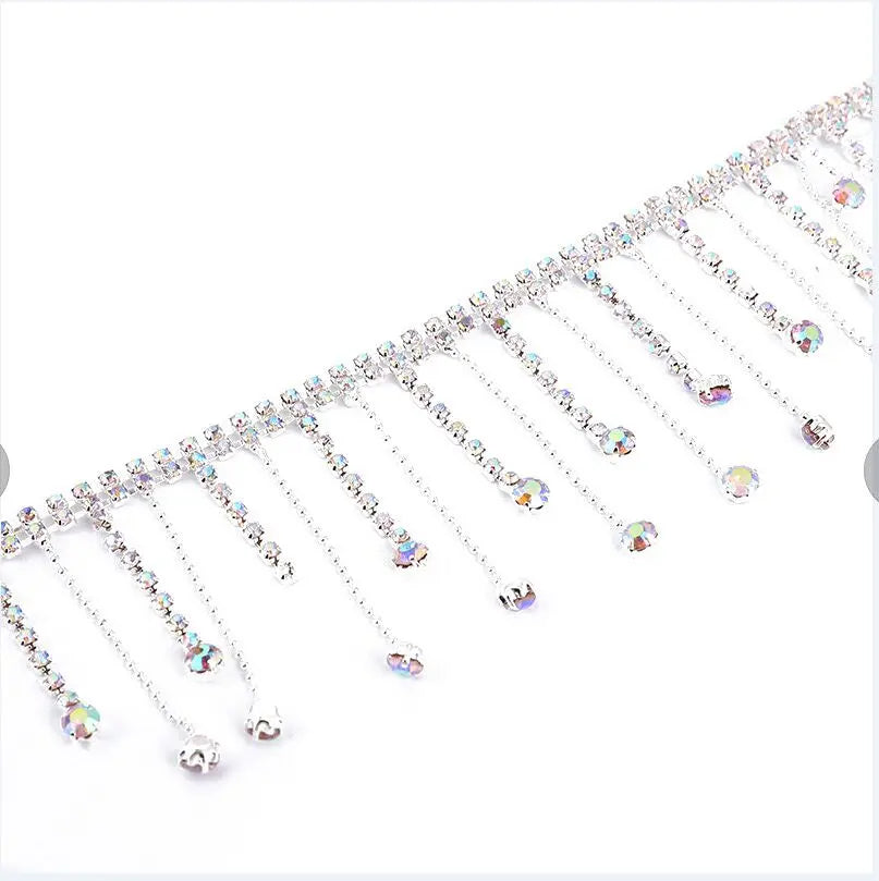 Classic Gold Silver Double Color Diamond Fancy Claw Chain DIY Garment Decoration Beads Elegant Fringe Chain with Rhinestones
