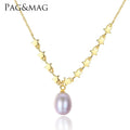 CZCITY Girl Fashion Small Star Woman 925 Sterling Silver Link Pearl Glod Charm Gold Chain Necklace