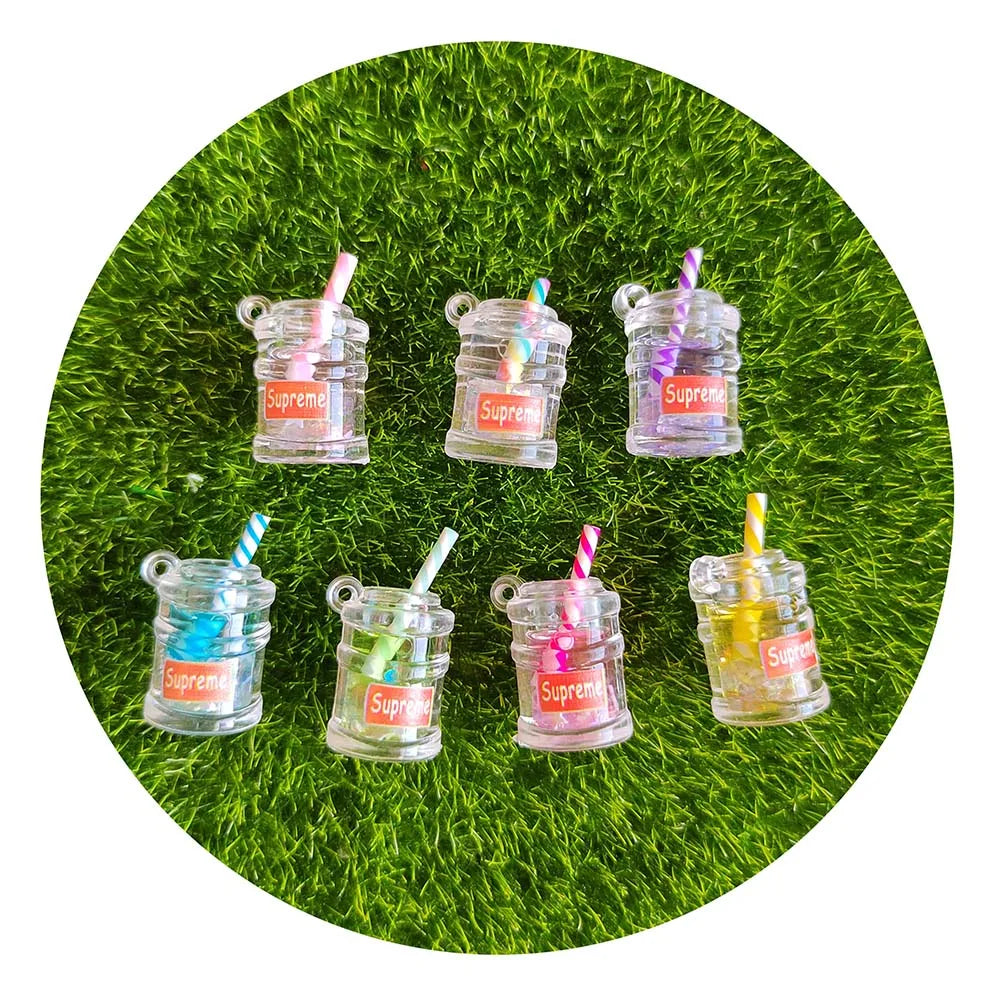 Luminous Bottle Straw Resin Beads for Headwear Decoration Smartphone Styling Slime Toy Making Jewelry Crafting