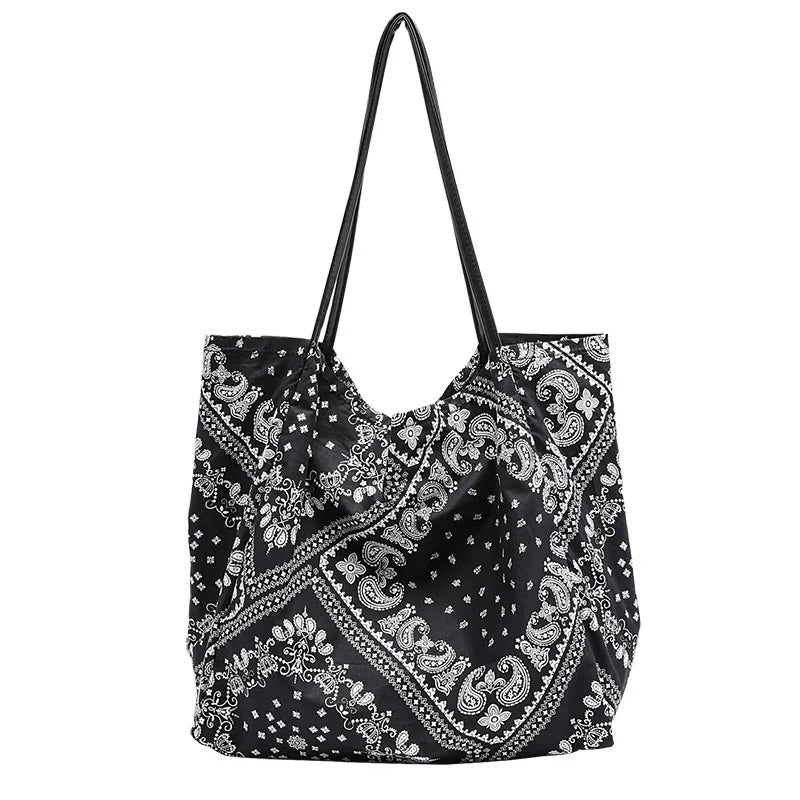 Oversize Folding Flower Shoulder Tote Bag with Custom Logo Cotton Canvas Shopping Bag