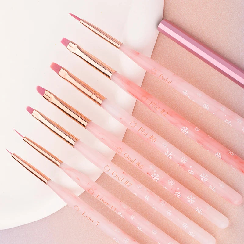 Christmas Professional Nail Art Line Brush Pink 3D Acrylic Kolinsky 100% Custom Box Thin Liner Brush Fine Nail Art Brush
