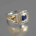 New Mens Silver Gold Plated Ring With Blue CZ Stone Male Jewelry Engagement Wedding Rings for Men