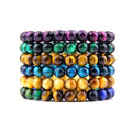 AAA Multi-Color Natural Stone Bead Bracelet for Men 6mm 8mm 10mm 12mm Blue Green Pink Tiger Eye Trendy Geometric Christian