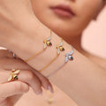 New Little Bee Style Gift  Zircon Earrings Stainless Steel Double Layers Necklace Bracelet Ring Earrings Fashion Jewelry Set