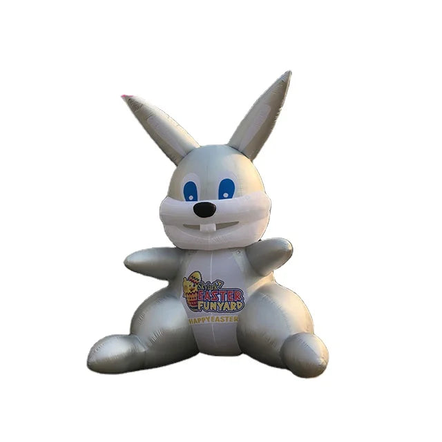 Printing logo Park Decorating Easter Festival Inflatable Silver Bunny Balloon Cartoon Mascot for Sale
