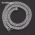 BC003 8mm Brass Setting Zircon Cuban Link Chain Necklace Hip Hop Jewelry Bling CZ Chain Iced Out
