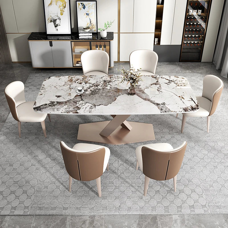 Customized Luxury Marble Dining Table Set Modern Panel Style Restaurant Furniture for Dining Room Use
