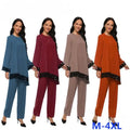 Traditional Muslim Clothing Two Pieces Top and Pants Set Plus Size Muslim Women Pant Suits
