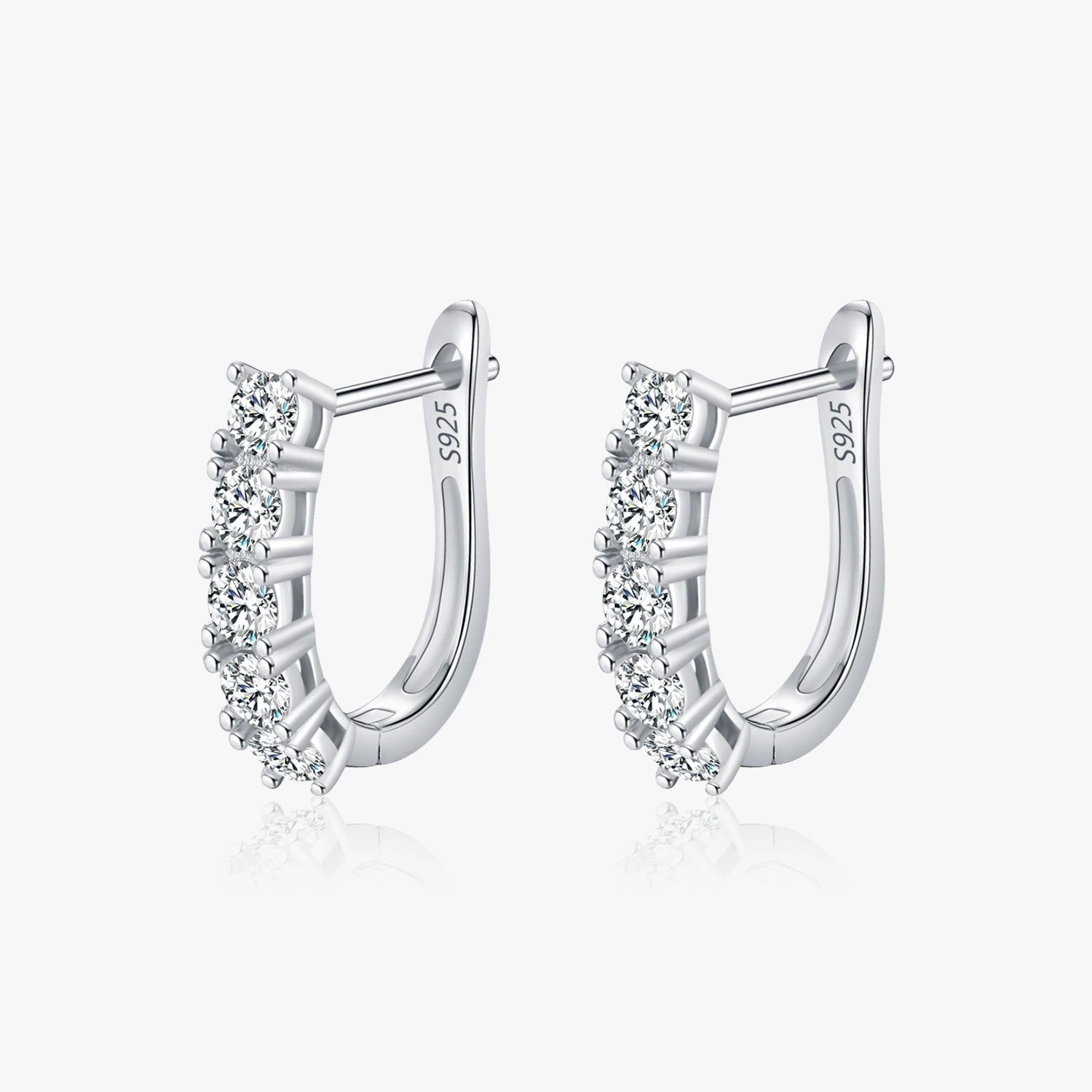 Real 925 Sterling Silver Classic Luxury Sparkling Moissanite Geometric Hoop Earrings for Women Party Fine Jewelry