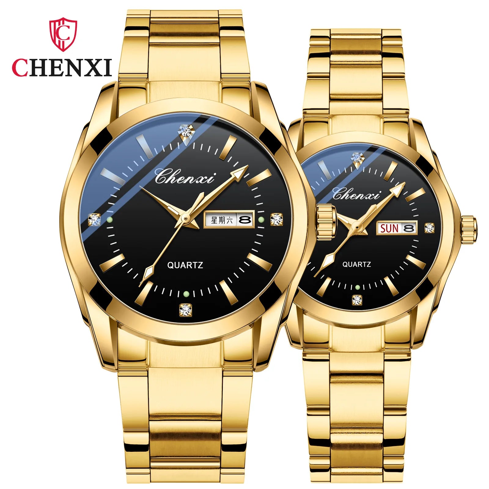 New CHENXI 022 Watch Men Dual Calendar Business Mens Watches Waterproof Belt Quartz Luminous Man Wristwatch Relogio Masculino