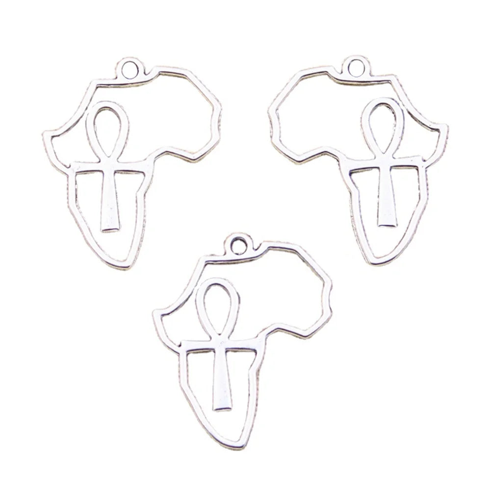 Jewelry Charms Accessories Antique Silver Color Alloy Africa Map Anka Cross Egyptian Ankh Life Symbol Charms Pendant