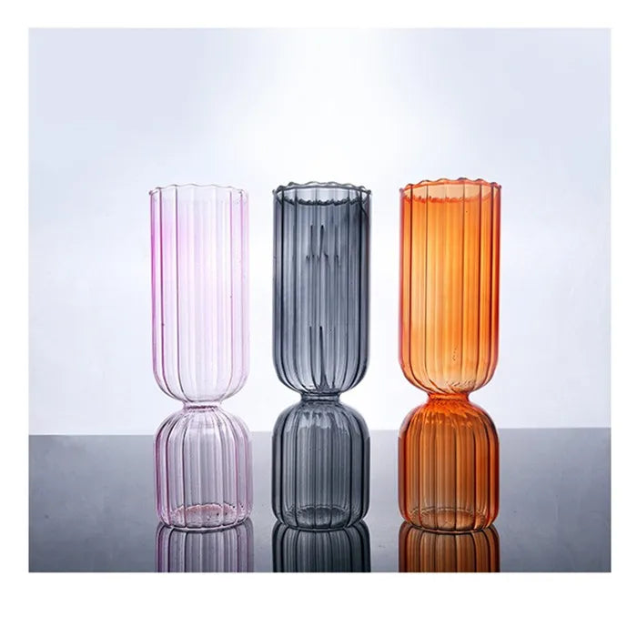 Creative Striped Stained Glass Vase  for Desktop Decoration Ornaments Flower Arrangement Simple Vase