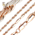 4mm FJ Fallon Fashion Jewelry Classic French Rope Chain Plated in Rose Gold Two Tone Brass Based