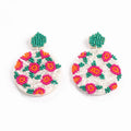 2023 New Arrival Coral Pink Rose Design Seed Bead Dangle Earrings Gold Trendy Flower Earrings Unique Wedding Gift for Mother