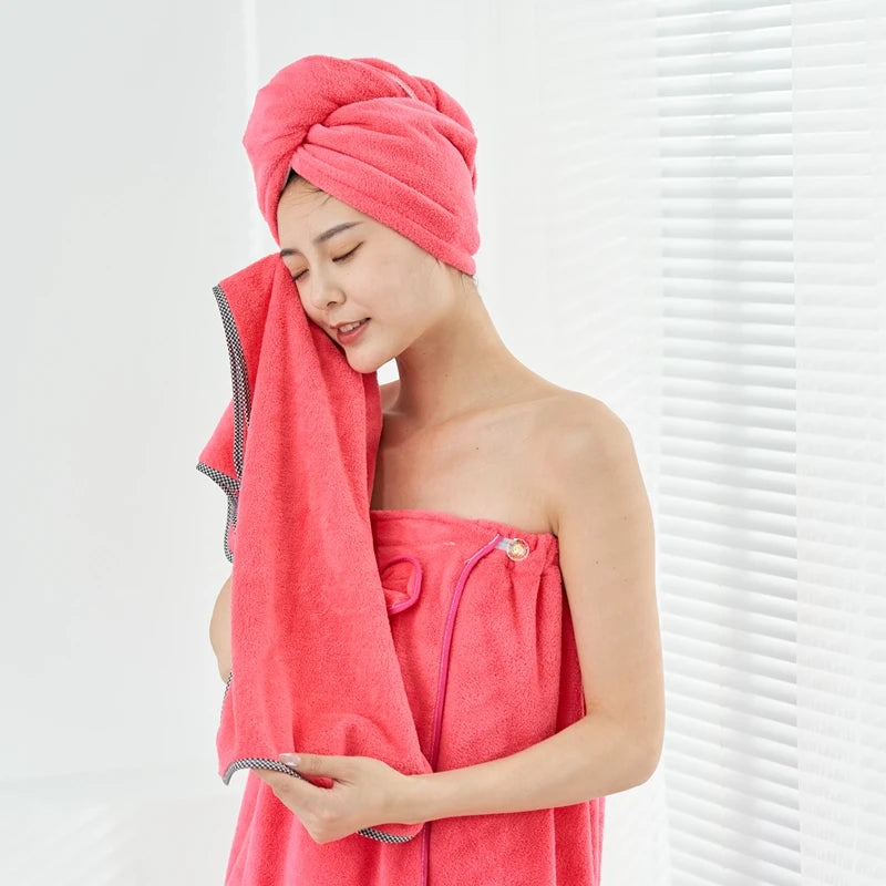 New Quick-drying Super Absorbent Wearable Adult Bath Skirt Wrap Body Microfiber Bath Towels Dress Bathroom Towel Set Wholesale