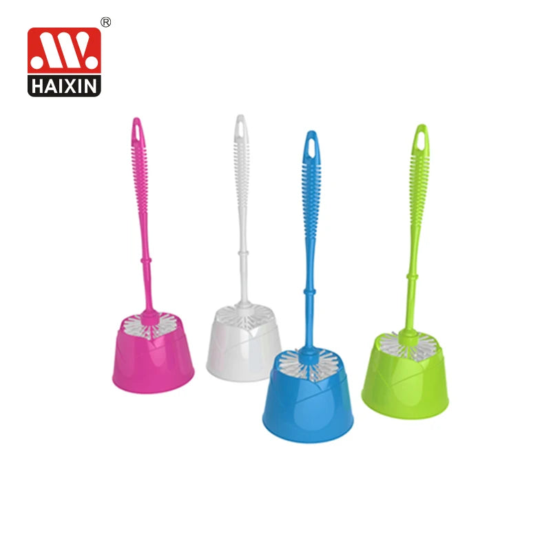 Haixin Cheap Price Bathroom Cleaning Tools Plastic Toilet Brush Holder Set Space Saving for Storage Deep Cleaning Drip-Proof