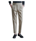 New Breathable Skin-friendly Mid Waist Straight Elastic Casual Modern Formal Business Suit Pants for Men 100% Polyester