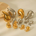 Wholesale Fashion Jewelry Gold Stainless Steel Drop Earrings Chubby Hollow Teardrop Raindrop Water Drop Stud Earrings for Women