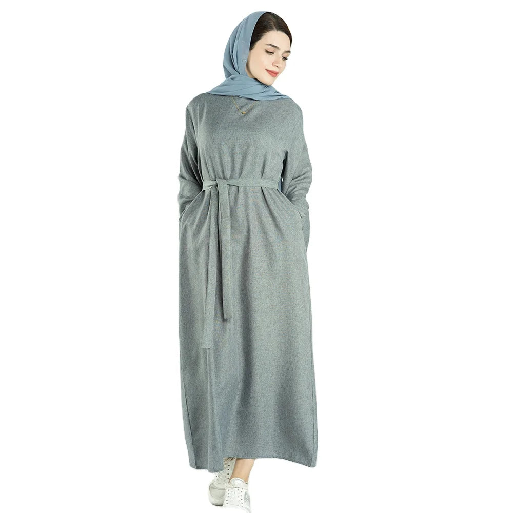 2023 Loose Maxi Abaya Dress for Muslim Women Modern Islamic Clothing with Long Sleeves for Eid Casual Wear Designed Dubai Turkey