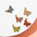 Alloy Butterfly Rhinestones Pendants Charms with Crystal Hanging Charms for DIY Necklace Jewelry Making and Decoration