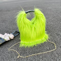 Punk Faux Fur Women's Purse Handbags Solid Color Y2k Hot Girls Plush Shoulder Bags Soft Furry Female Chain Tote Crossbody Bag MegaBDM