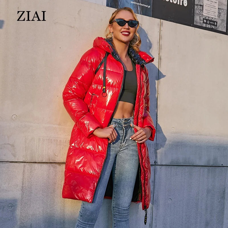 Ladies Fashion Clothes Cotton Padded Jacket Warm Long Winter Women Down Coat
