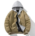 Wholesale Men's Black Varsity Jacket With Hood Fashion Baseball Patchwork Coats Letterman Cotton Jackets for Man