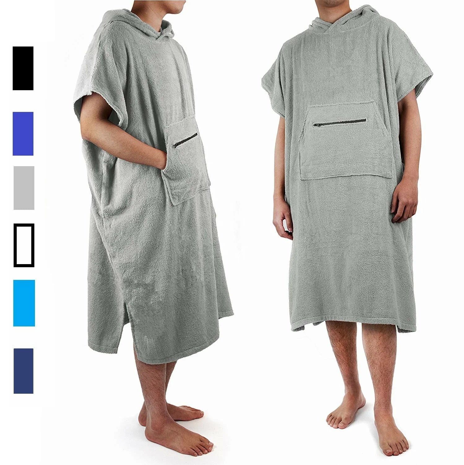 Custom Terry Cotton Beach Pool Hooded Towel Poncho Surf with Zipper Pocket and Handler