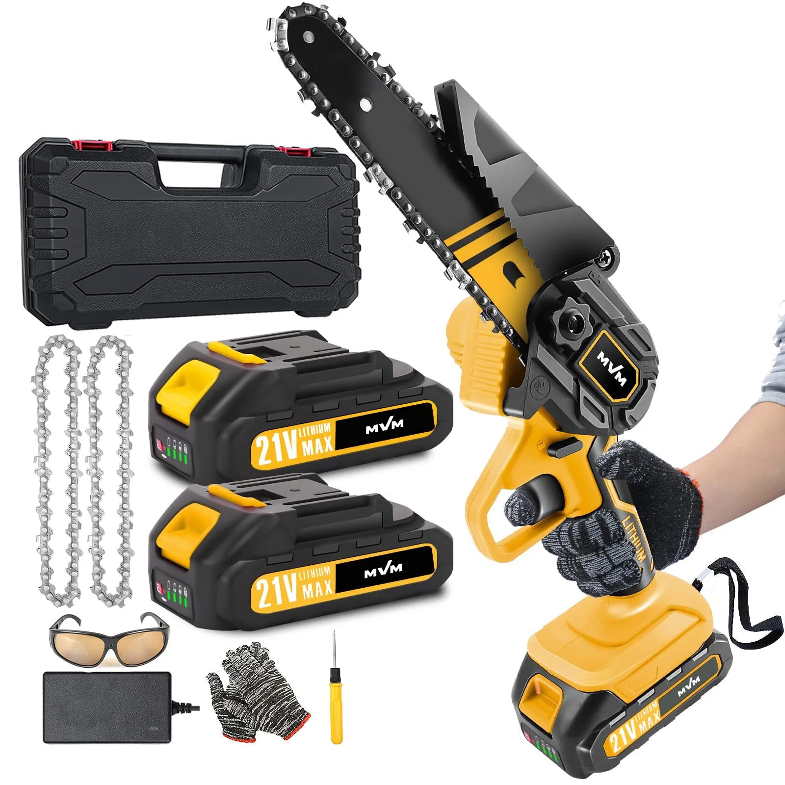 Mini Portable 6-Inch Electric Chainsaw DIY Grade Cordless Handheld Chain Saw for Wood Cutting Tree Trimming 21V Battery OEM