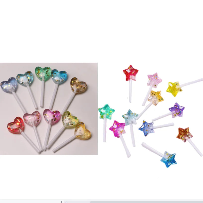 Glitter Star Lollipop Resin Charms Simulation Candy 3D Ornament for Drop Earring  Making Accessories Phone Case Decorations